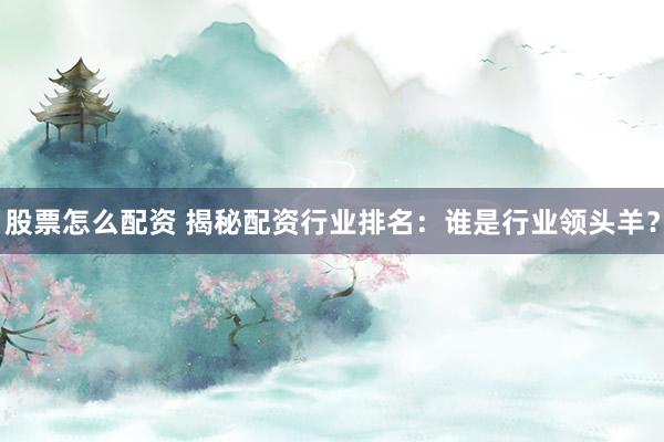 股票怎么配资 揭秘配资行业排名：谁是行业领头羊？