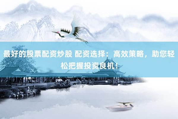 最好的股票配资炒股 配资选择：高效策略，助您轻松把握投资良机！