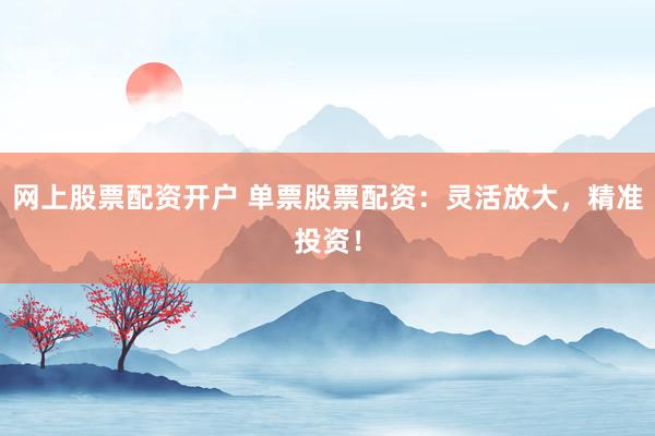 网上股票配资开户 单票股票配资：灵活放大，精准投资！
