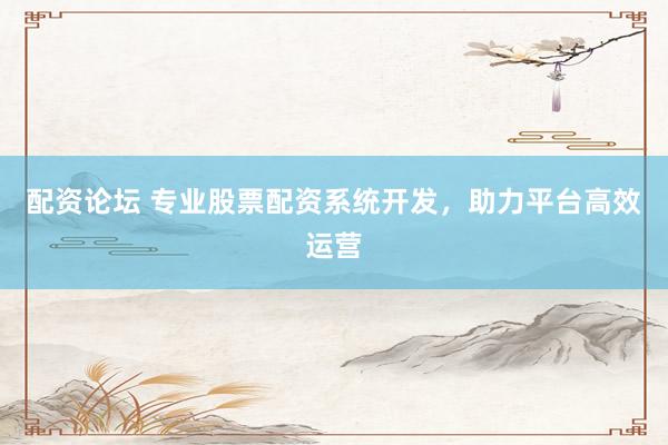 配资论坛 专业股票配资系统开发，助力平台高效运营