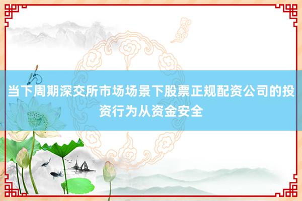 当下周期深交所市场场景下股票正规配资公司的投资行为从资金安全