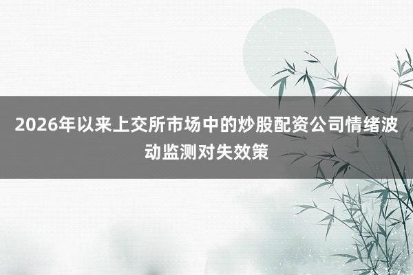 2026年以来上交所市场中的炒股配资公司情绪波动监测对失效策