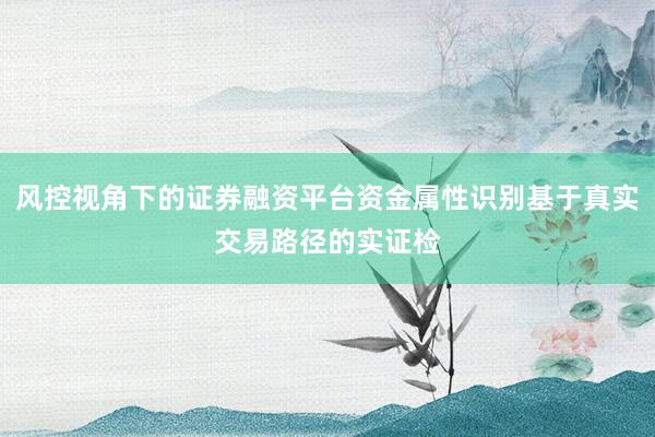 风控视角下的证券融资平台资金属性识别基于真实交易路径的实证检