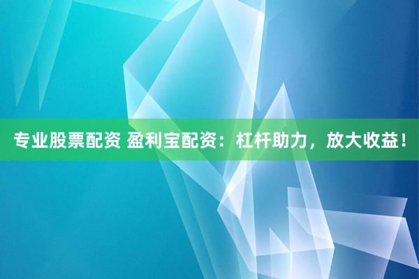 专业股票配资 盈利宝配资：杠杆助力，放大收益！