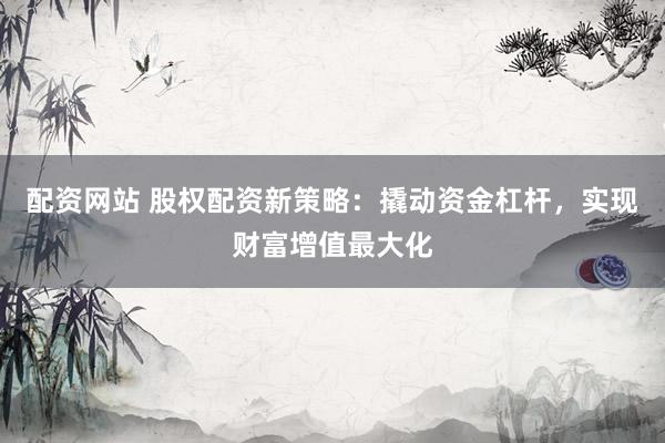 配资网站 股权配资新策略:撬动资金杠杆,实现财富增值最大化